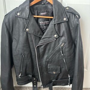 NEW! Men’s Wilson Black Leather Biker Jacket
